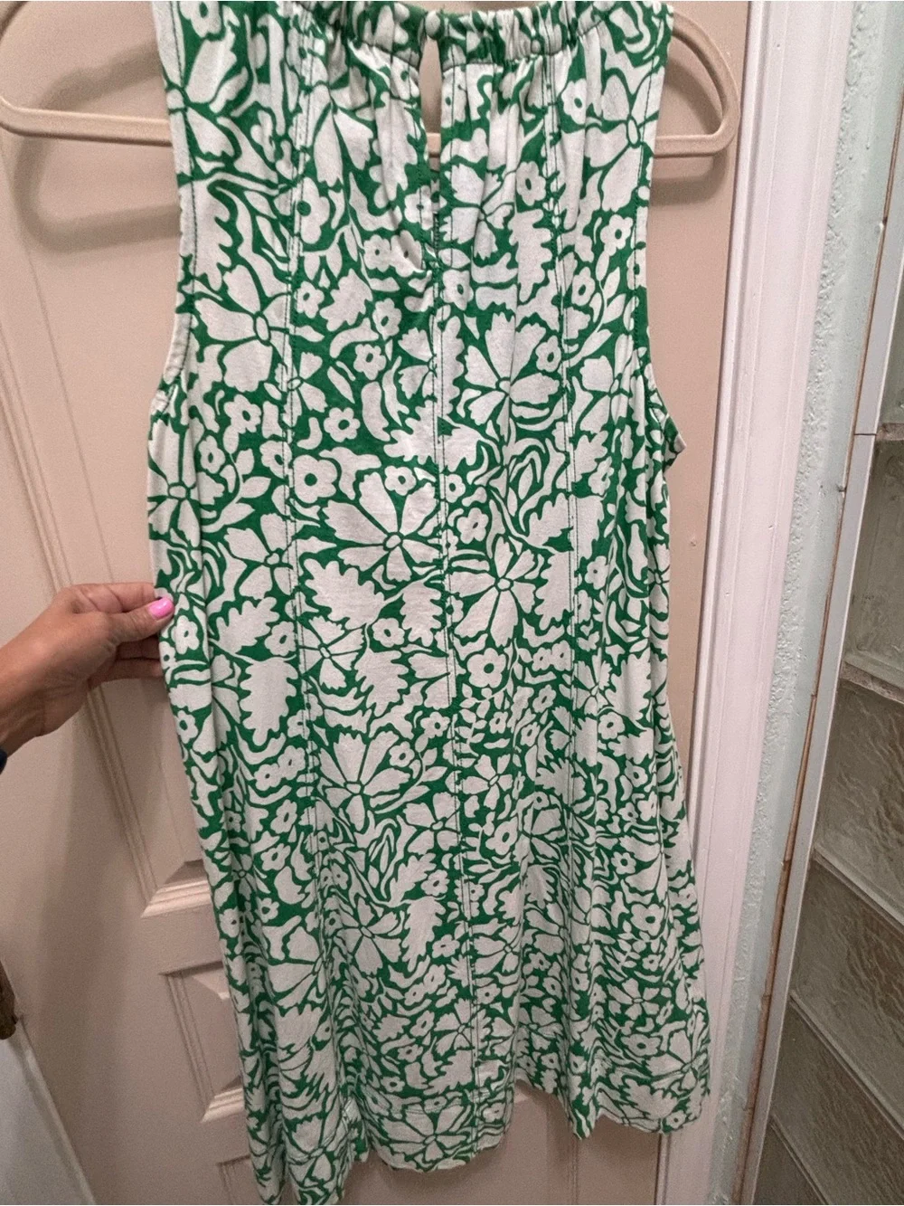 LOFT Women’s Green & White Floral Sleeveless Shift Dress Size Medium - Picture 4 of 4